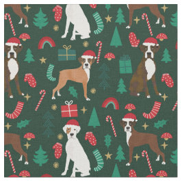 Boxer-hond schattige kerst donkergroen stof
