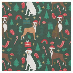 Boxer-hond schattige kerst donkergroen stof