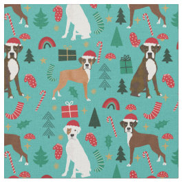 Boxer-hond schattige kerstkistoorts stof