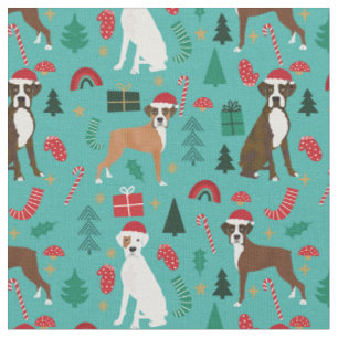 Boxer-hond schattige kerstkistoorts stof