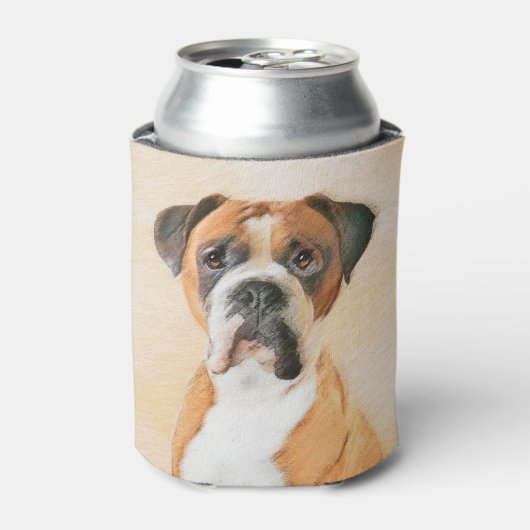 Boxer Hond Schilderen Onbijgesneden Originele Dier Blikjeskoeler (Blikje Voorkant)