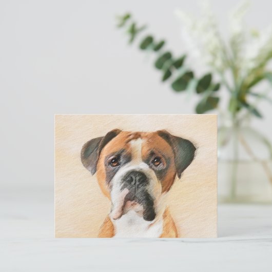 Boxer Hond Schilderen Onbijgesneden Originele Dier Briefkaart (Staand voorkant)