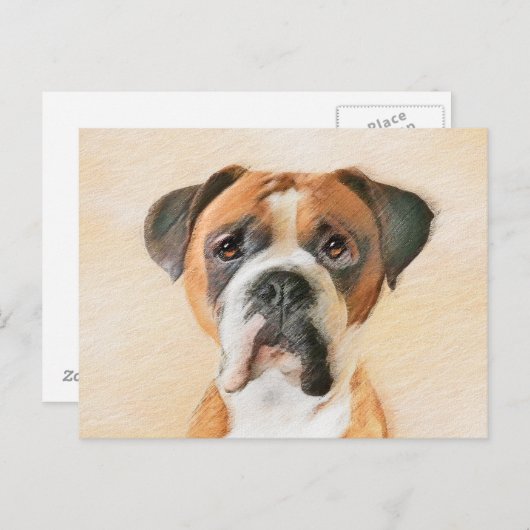 Boxer Hond Schilderen Onbijgesneden Originele Dier Briefkaart (Voorkant / Achterkant)