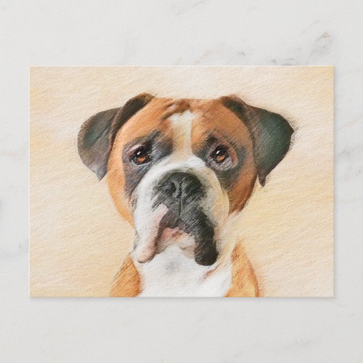 Boxer Hond Schilderen Onbijgesneden Originele Dier Briefkaart (Voorkant)