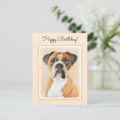 Boxer Hond Schilderen Onbijgesneden Originele Dier Briefkaart (Staand voorkant)