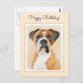 Boxer Hond Schilderen Onbijgesneden Originele Dier Briefkaart (Voorkant / Achterkant)