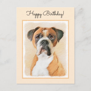 Boxer Hond Schilderen Onbijgesneden Originele Dier Briefkaart