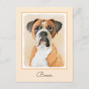 Boxer Hond Schilderen Onbijgesneden Originele Dier Briefkaart
