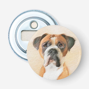 Boxer Hond Schilderen Onbijgesneden Originele Dier Button Flesopener
