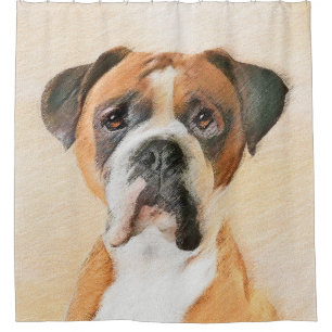 Boxer Hond Schilderen Onbijgesneden Originele Dier Douchegordijn