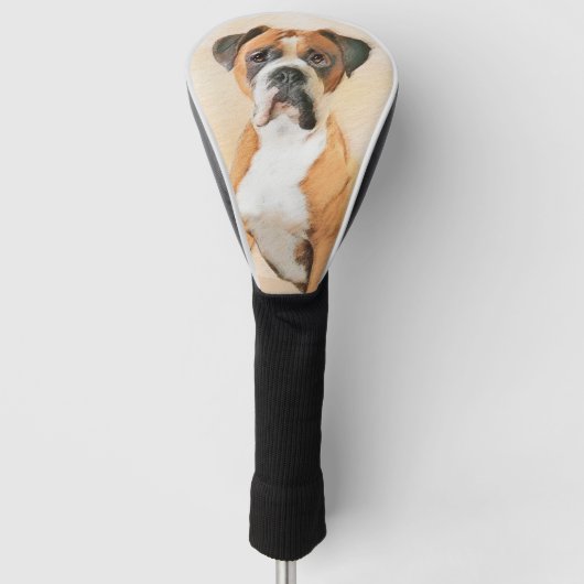Boxer Hond Schilderen Onbijgesneden Originele Dier Golfheadcover (Voorkant)