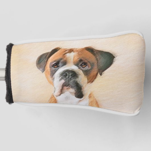 Boxer Hond Schilderen Onbijgesneden Originele Dier Golfheadcover (Voorkant)