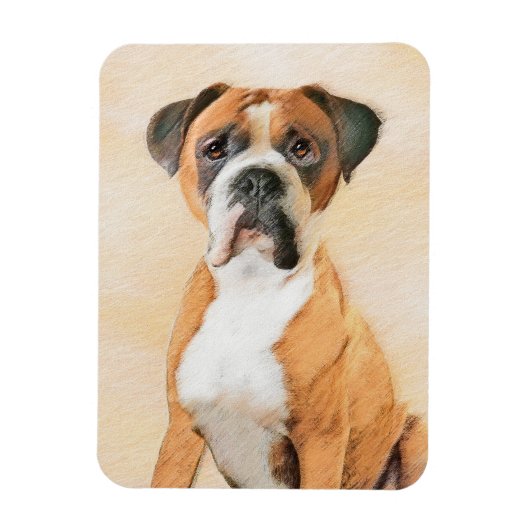 Boxer Hond Schilderen Onbijgesneden Originele Dier Magneet (Verticaal)