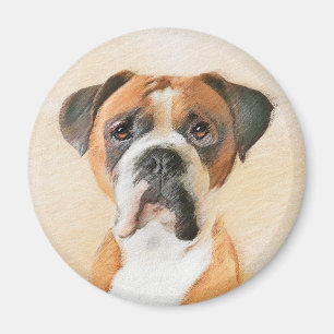 Boxer Hond Schilderen Onbijgesneden Originele Dier Magneet