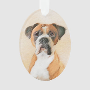 Boxer Hond Schilderen Onbijgesneden Originele Dier Ornament