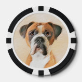 Boxer Hond Schilderen Onbijgesneden Originele Dier Poker Chips (Voorkant)