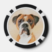 Boxer Hond Schilderen Onbijgesneden Originele Dier Poker Chips (Achterkant)