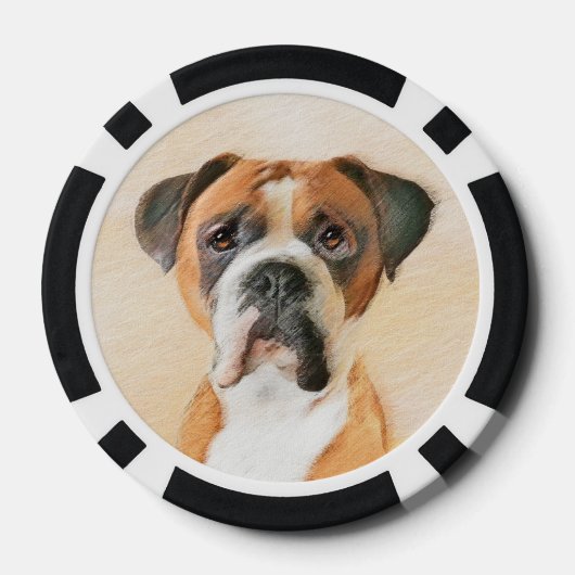 Boxer Hond Schilderen Onbijgesneden Originele Dier Poker Chips (Achterkant)