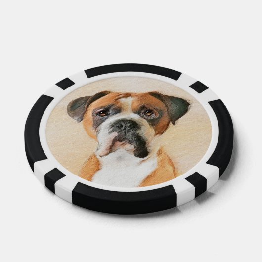 Boxer Hond Schilderen Onbijgesneden Originele Dier Poker Chips (Enkel)