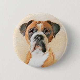 Boxer Hond Schilderen Onbijgesneden Originele Dier Ronde Button 5,7 Cm