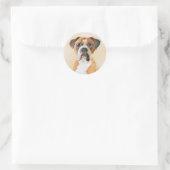 Boxer Hond Schilderen Onbijgesneden Originele Dier Ronde Sticker (Tas)