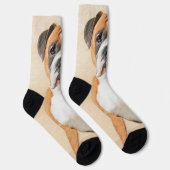 Boxer Hond Schilderen Onbijgesneden Originele Dier Sokken (Rechts)