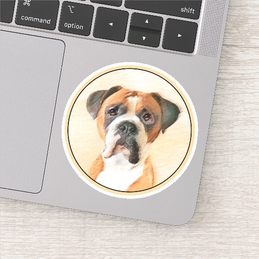 Boxer Hond Schilderen Onbijgesneden Originele Dier Sticker (Detail)
