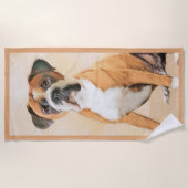 Boxer Hond Schilderen Onbijgesneden Originele Dier Strandlaken (Voorkant)