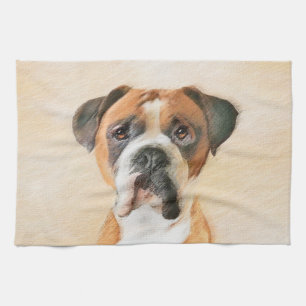 Boxer Hond Schilderen Onbijgesneden Originele Dier Theedoek
