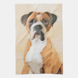 Boxer Hond Schilderen Onbijgesneden Originele Dier Theedoek