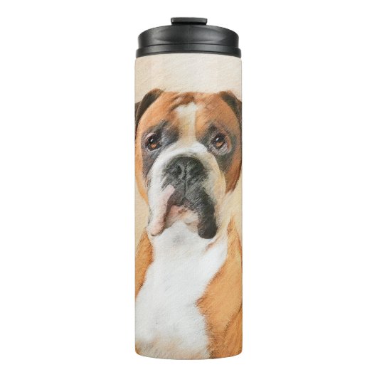 Boxer Hond Schilderen Onbijgesneden Originele Dier Thermosbeker (Voorkant)