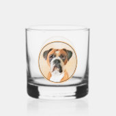 Boxer Hond Schilderen Onbijgesneden Originele Dier Whisky Glas (Achterkant)