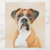 Boxer Hond Schilderen Onbijgesneden Originele Dier Wijn Etiket (Enkel label)