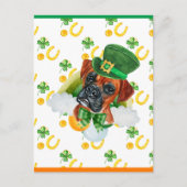 Boxer Hond Shamrock St. Patricks Dag Feestdagenkaart (Voorkant)