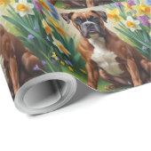 Boxer Hond Spring Bloemen Schilderen Cadeaupapier (Rol Hoek)