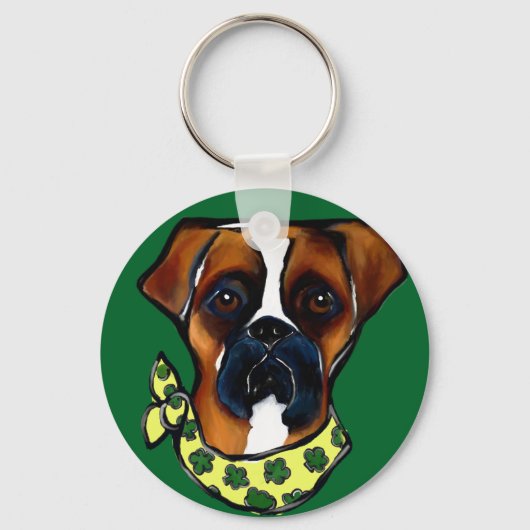 Boxer Hond St. Patty Sleutelhanger (Voorkant)