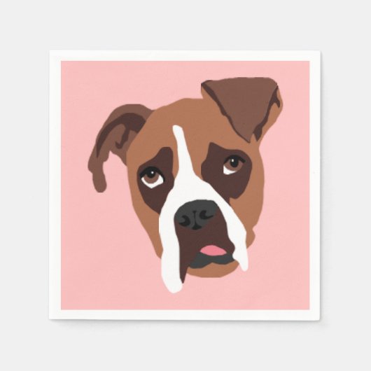 Boxer Hond Standaard Cocktail Servetten (Voorkant)