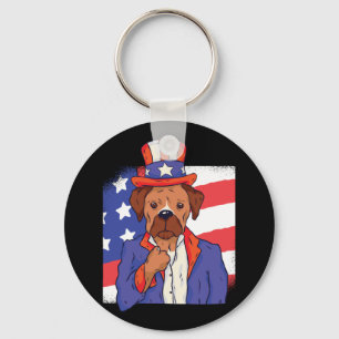Boxer Hond USA Patriot Sleutelhanger