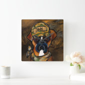 Boxer Hond Vierkante Klok (Huis)