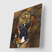 Boxer Hond Vierkante Klok (Hoek)