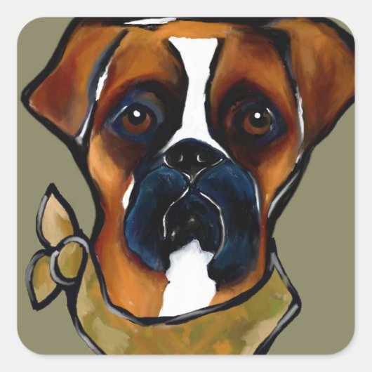 Boxer Hond Vierkante Sticker (Voorkant)