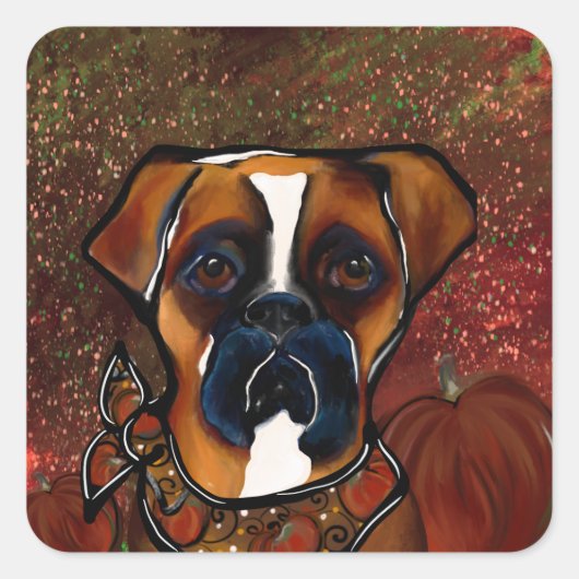 Boxer Hond Vierkante Sticker (Voorkant)