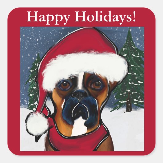 Boxer Hond Vierkante Sticker (Voorkant)