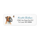 Boxer Hond Vlinder Wonder Etiket (Voorkant)