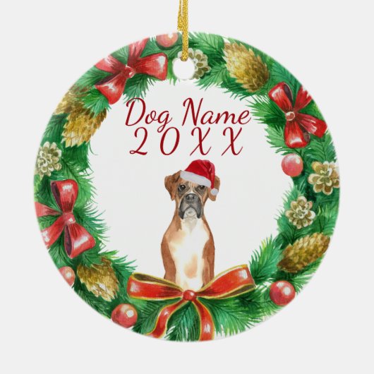 Boxer Hond Vrolijk kerstfeest Keramisch Ornament (Achterkant)