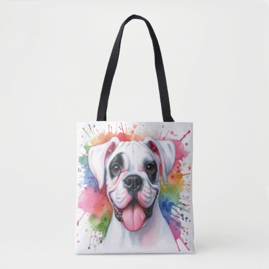 Boxer Hond Waterverfspatten Tote Bag (Voorkant)