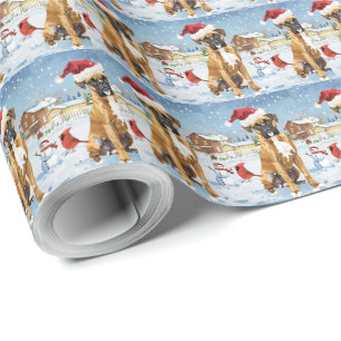 Boxer Hond Winter Wonderland Kerstvreugde Cadeaupapier