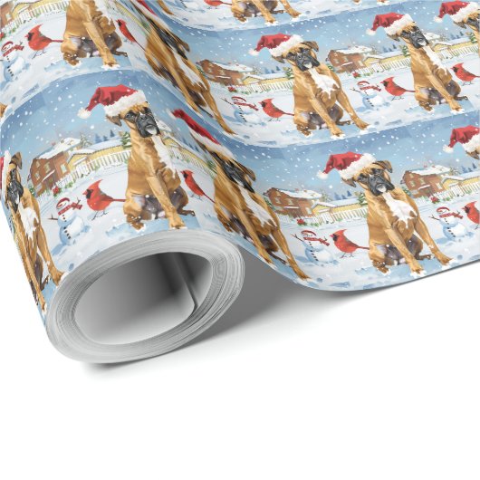 Boxer Hond Winter Wonderland Kerstvreugde Cadeaupapier (Rol Hoek)