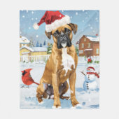 Boxer Hond Winter Wonderland Kerstvreugde Fleece Deken (Voorkant)