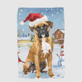 Boxer Hond Winter Wonderland Kerstvreugde Golfhanddoek (Voorkant)